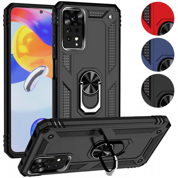 Safers Armor Case für Xiaomi Redmi Note 11 Pro / 11 Pro 5G Hülle mit Magnet Ringhalterung robuste Sc