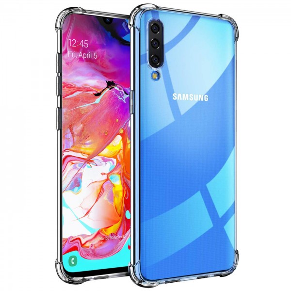 Safers Rugged TPU für Samsung Galaxy A70 A70s Schutzhülle AntiShock Handy Case Transparent