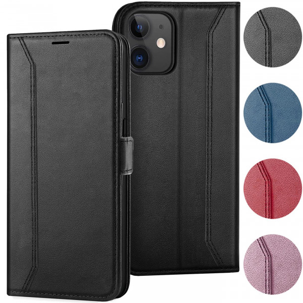 Nathy Wallet für iPhone 12 Mini Hülle Flip Case mit Kartenfächer Premium Schutzhülle