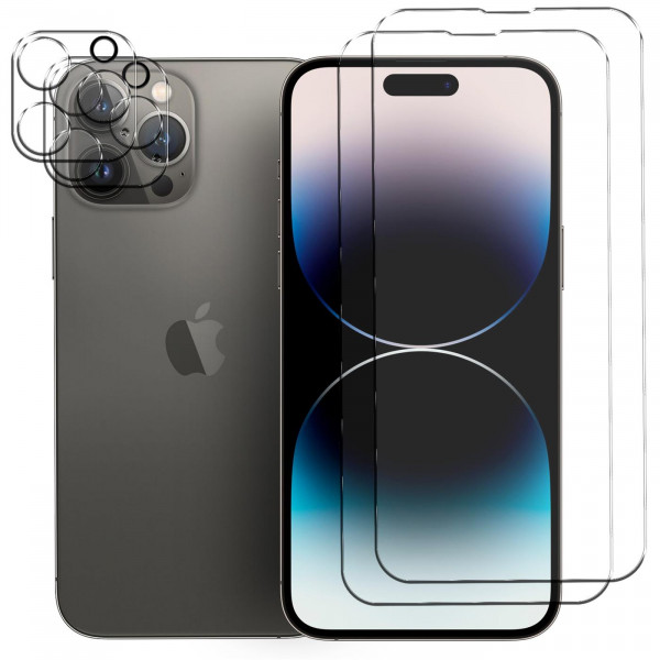 Safers Panzerglas für iPhone 14 Pro Schutzfolie 2x Kamera Schutzglas Folie 2x Panzerfolie