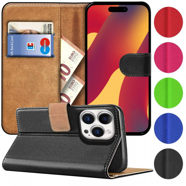 Safers Basic Wallet für iPhone 16 Pro Max Hülle Bookstyle Klapphülle Handy Schutz Tasche