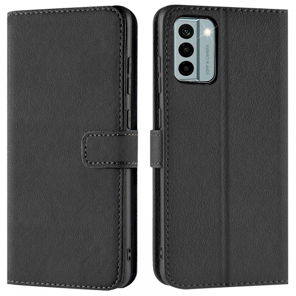 Safers Basic Wallet für Nokia G22 Hülle Bookstyle Klapphülle Handy Schutz Tasche, Schwarz