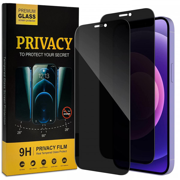 Safers Privacy Schutzfolie für iPhone 12 Glas Sichtschutz Anti-Spy Glasfolie 2 Stück