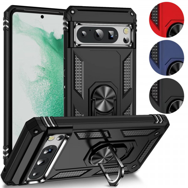 Safers Armor Case für Google Pixel 8 Pro Hülle mit Magnet Ringhalterung robuste Schutzhülle