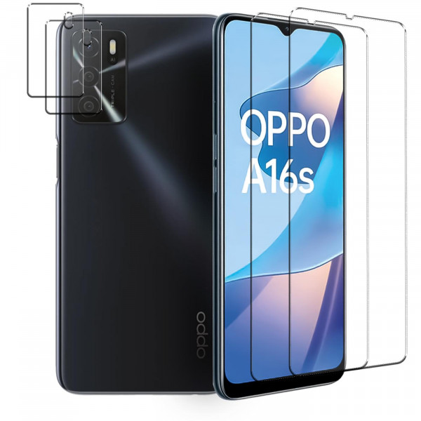 Safers Panzerglas für OPPO A16 / A16s Schutzfolie 2x Kamera Schutzglas Folie 2x Panzerfolie