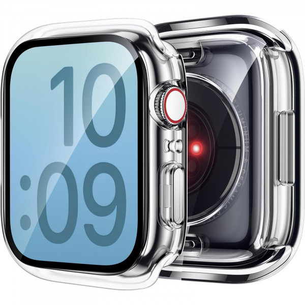 Safers Silikon Hülle Full TPU für die Apple Watch 7 / 8 / 9 mit 45mm in Transparent