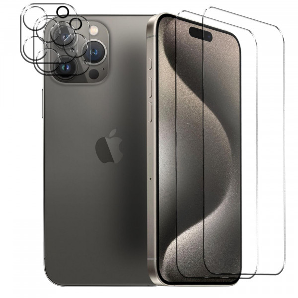 Safers Panzerglas für iPhone 15 Pro Schutzfolie 2x Kamera Schutzglas Folie 2x Panzerfolie