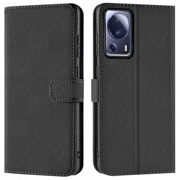 Safers Basic Wallet für Xiaomi 13 Lite Hülle Bookstyle Klapphülle Handy Schutz Tasche, Schwarz