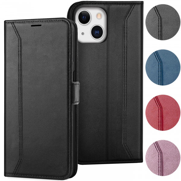 Nathy Wallet für iPhone 13 Mini Hülle Flip Case mit Kartenfächer Premium Schutzhülle