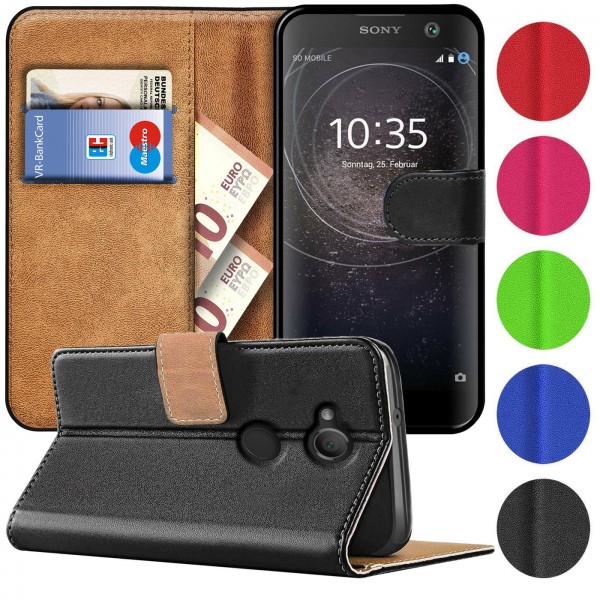 Safers Basic Wallet für Sony Xperia XA2 Hülle Bookstyle Klapphülle Handy Schutz Tasche
