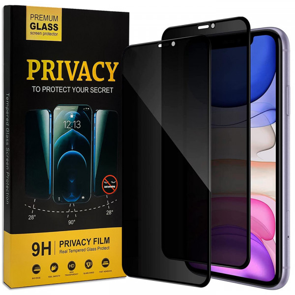 Safers Privacy Schutzfolie für iPhone 11 Glas Sichtschutz Anti-Spy Glasfolie 2 Stück