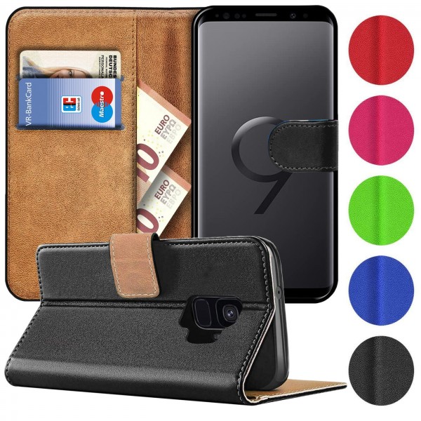 Safers Basic Wallet für Samsung Galaxy S9 Hülle Bookstyle Klapphülle Handy Schutz Tasche