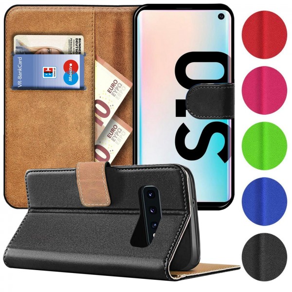 Safers Basic Wallet für Samsung Galaxy S10 Hülle Bookstyle Klapphülle Handy Schutz Tasche