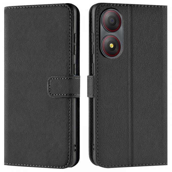 Safers Basic Wallet für ZTE Blade A34 Hülle Bookstyle Klapphülle Handy Schutz Tasche