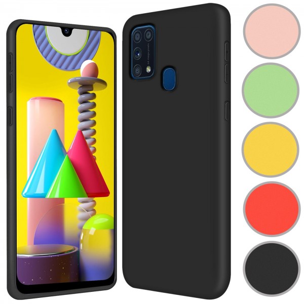 Safers Color TPU für Samsung Galaxy M31 Hülle Soft Silikon Case mit innenliegendem Stoffbezug