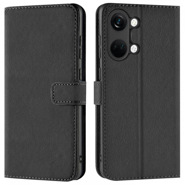 Safers Basic Wallet für OnePlus Nord 3 5G Hülle Bookstyle Klapphülle Handy Schutz Tasche, Schwarz