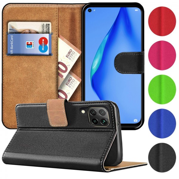 Safers Basic Wallet für Huawei P40 Lite Hülle Bookstyle Klapphülle Handy Schutz Tasche