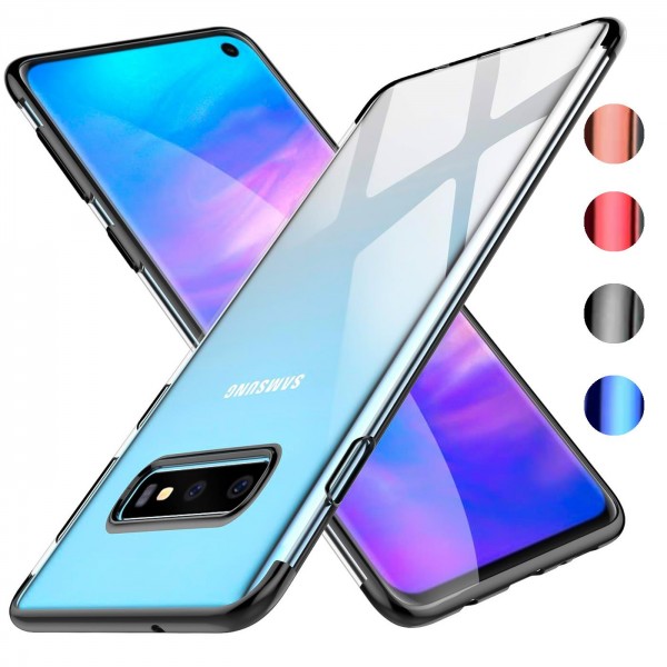 Safers Color Hülle für Samsung Galaxy S6 Edge Case Silikon Cover Transparent mit Farbrand Handyhülle
