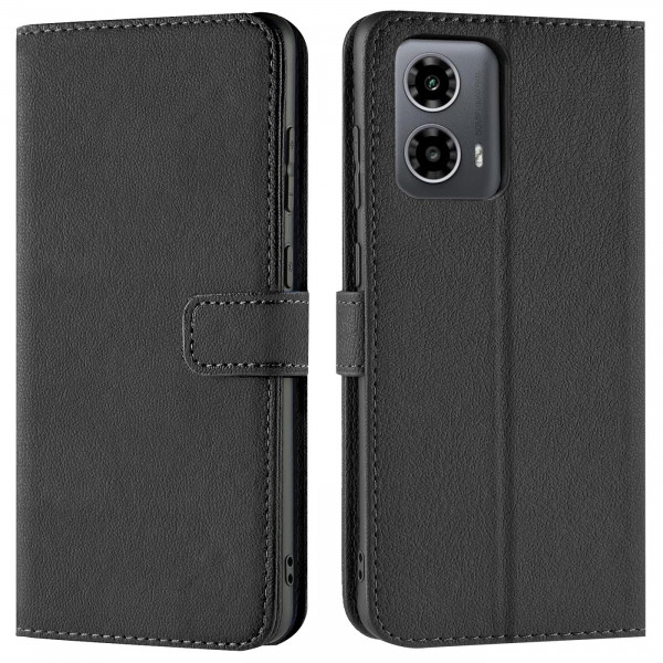 Safers Basic Wallet für Motorola Moto G34 5G Hülle Bookstyle Klapphülle Handy Schutz Tasche, Schwarz