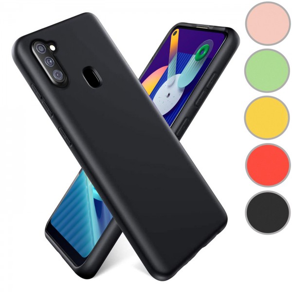 Safers Color TPU für Samsung Galaxy M11 Hülle Soft Silikon Case mit innenliegendem Stoffbezug