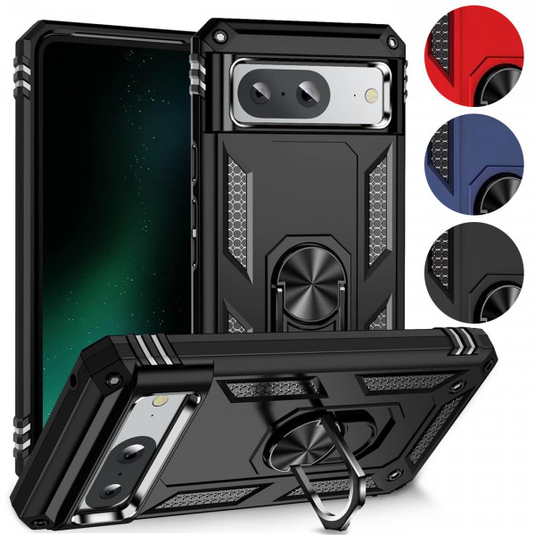 Safers Armor Case für Google Pixel 8 Hülle mit Magnet Ringhalterung robuste Schutzhülle