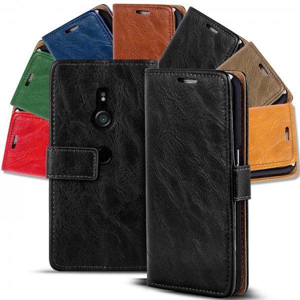 Safers Retro Tasche für Sony Xperia XZ3 Hülle Wallet Case Handyhülle Vintage Slim Cover