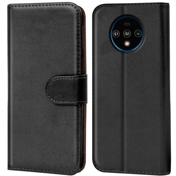 Safers Basic Wallet für OnePlus 7T Hülle Bookstyle Klapphülle Handy Schutz Tasche