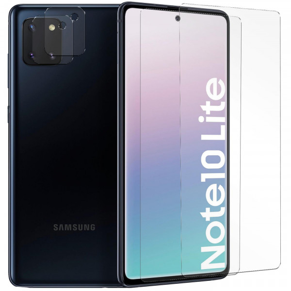 Safers Panzerglas für Samsung Galaxy Note 10 Lite Schutzfolie 2x Kamera Schutzglas Folie 2x Panzerfo