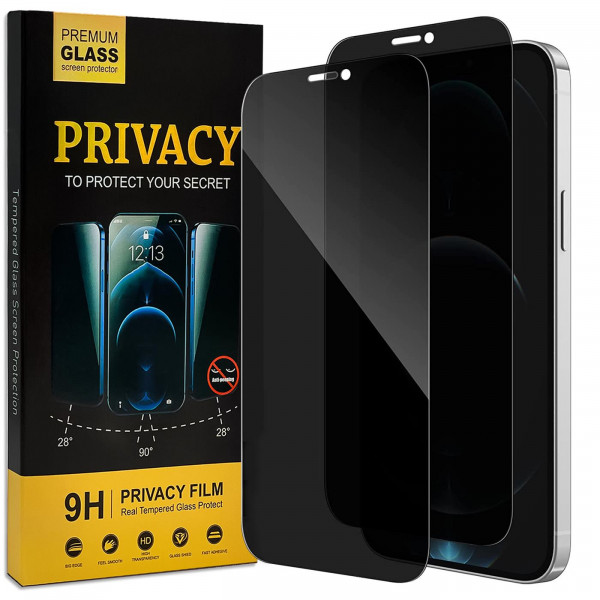 Safers Privacy Schutzfolie für iPhone 12 Pro Glas Sichtschutz Anti-Spy Glasfolie 2 Stück