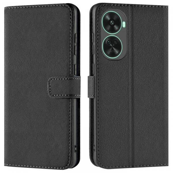 Safers Basic Wallet für Huawei Nova 12 SE Hülle Bookstyle Klapphülle Handy Schutz Tasche, Schwarz