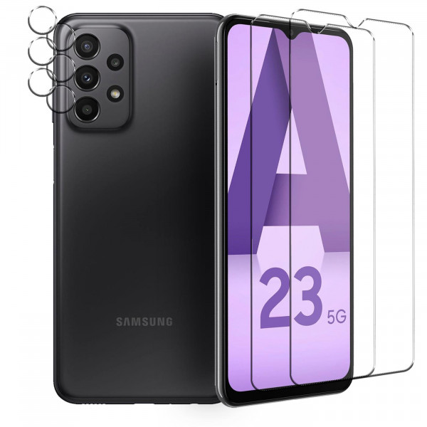 Safers Panzerglas für Samsung Galaxy A23 5G Schutzfolie 2x Kamera Schutzglas Folie 2x Panzerfolie