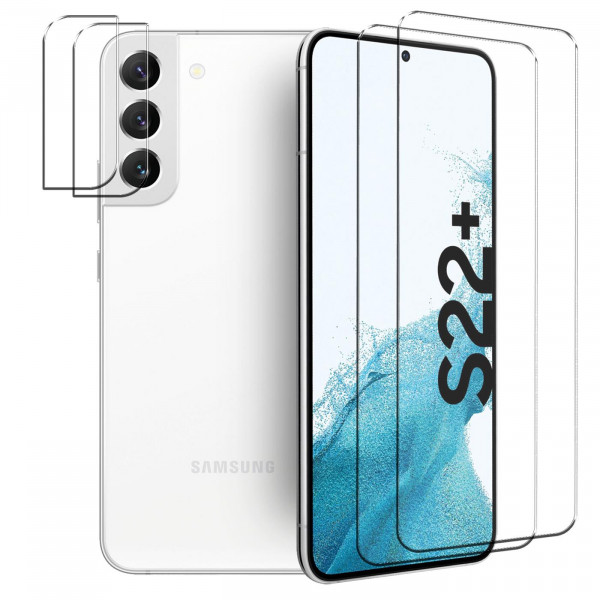 Safers Panzerglas für Samsung Galaxy S22 Plus Schutzfolie 2x Kamera Schutzglas Folie 2x Panzerfolie