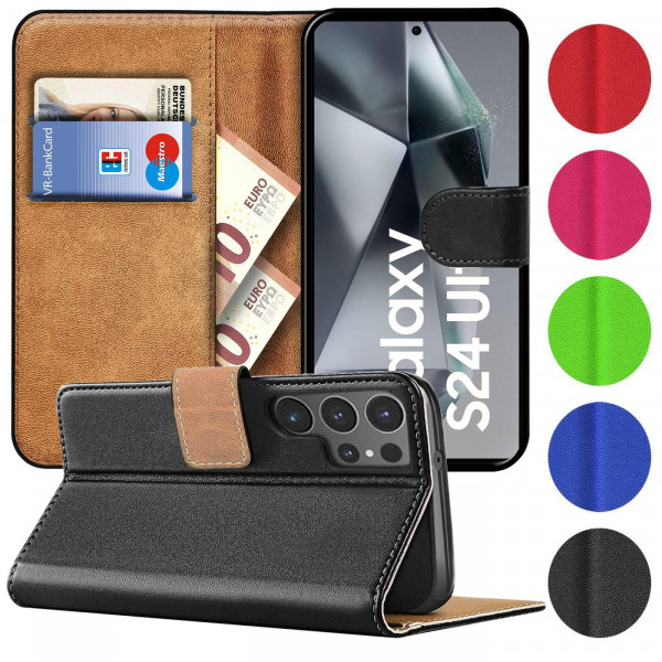 Safers Basic Wallet für Samsung Galaxy S24 Ultra Hülle Bookstyle Klapphülle Handy Schutz Tasche