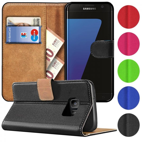 Safers Basic Wallet für Samsung Galaxy S7 Edge Hülle Bookstyle Klapphülle Handy Schutz Tasche