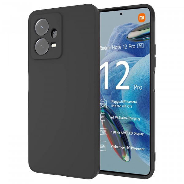 Safers Classic TPU für Xiaomi Redmi Note 12 Pro 5G Schutzhülle Hülle Schwarz Handy Case