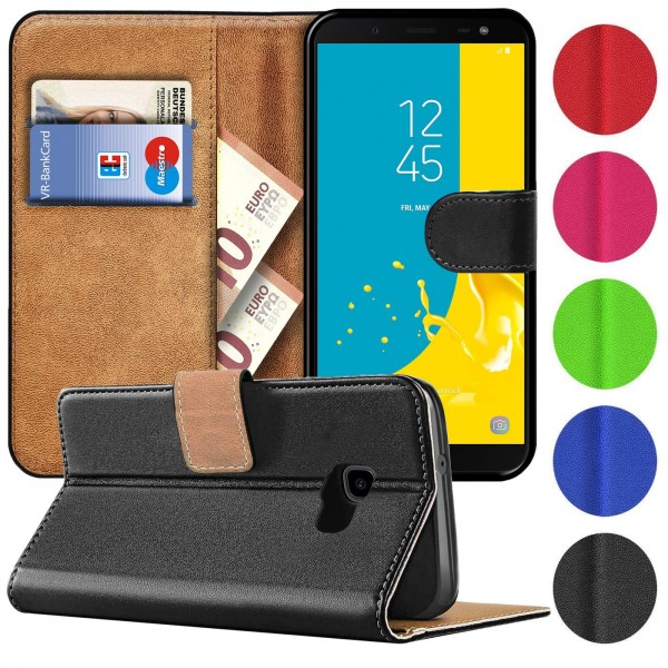 Safers Basic Wallet für Samsung Galaxy J4 Plus Hülle Bookstyle Klapphülle Handy Schutz Tasche