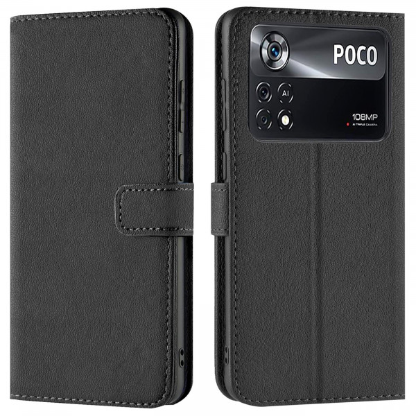 Safers Basic Wallet für Xiaomi Poco M4 Pro Hülle Bookstyle Klapphülle Handy Schutz Tasche