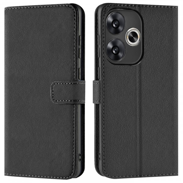 Safers Basic Wallet für Xiaomi Poco F6 Hülle Bookstyle Klapphülle Handy Schutz Tasche, Schwarz