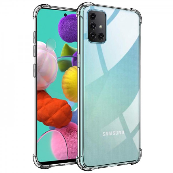 Safers Rugged TPU für Samsung Galaxy A51 Schutzhülle Anti Shock Handy Case Transparent Cover