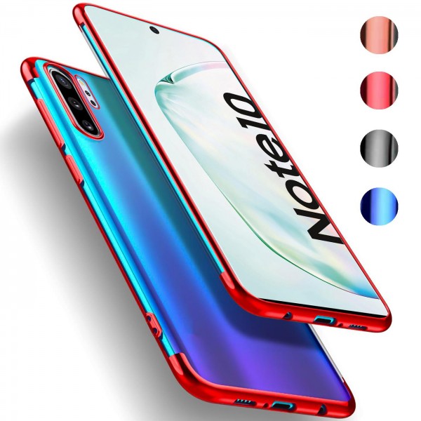 Safers Color Hülle für Samsung Galaxy Note 10 Case Silikon Cover Transparent mit Farbrand Handyhülle
