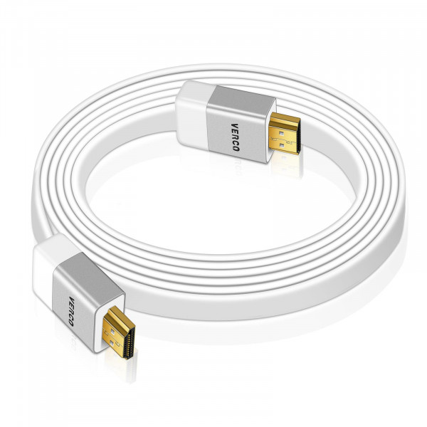 Verco HDMI 2.0 Flach Kabel - HD-Flat-100B - Weiss