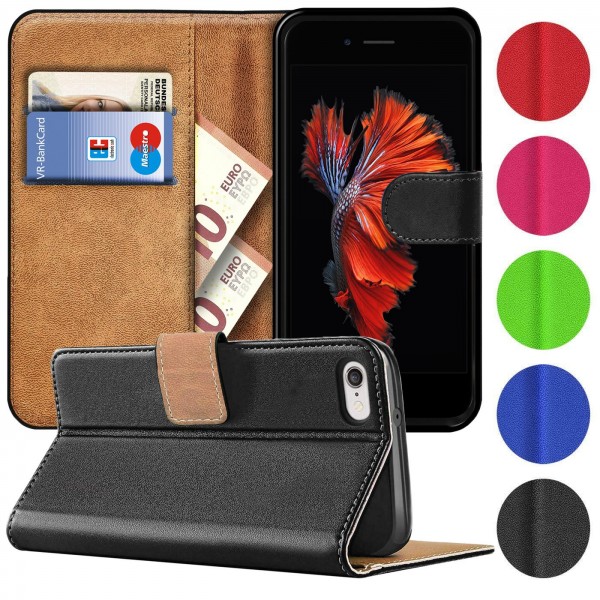 Safers Basic Wallet für iPhone 6 / 6S Hülle Bookstyle Klapphülle Handy Schutz Tasche