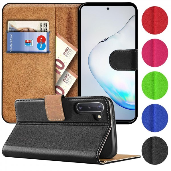 Safers Basic Wallet für Samsung Galaxy Note 10 Hülle Bookstyle Klapphülle Handy Schutz Tasche