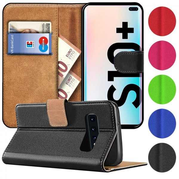 Safers Basic Wallet für Samsung Galaxy S10 Plus Hülle Bookstyle Klapphülle Handy Schutz Tasche