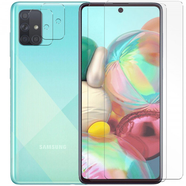 Safers Panzerglas für Samsung Galaxy A71 Schutzfolie 2x Kamera Schutzglas Folie 2x Panzerfolie