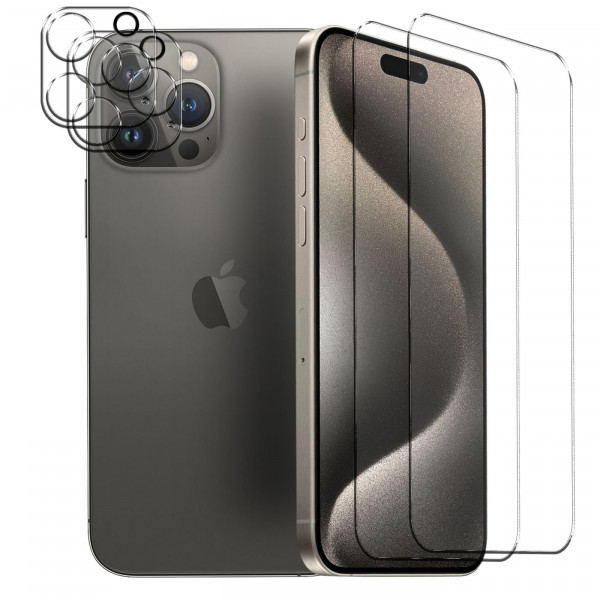 Safers Panzerglas für iPhone 15 Pro Max Schutzfolie 2x Kamera Schutzglas Folie 2x Panzerfolie