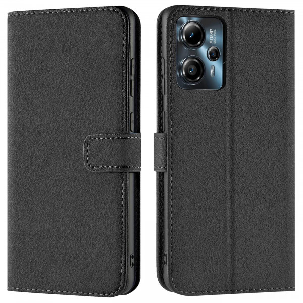 Safers Basic Wallet für Motorola Moto G13 / G23 Hülle Bookstyle Klapphülle Handy Schutz Tasche, Schw