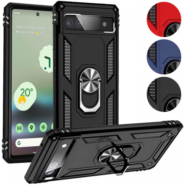 Safers Armor Case für Google Pixel 6a Hülle mit Magnet Ringhalterung robuste Schutzhülle