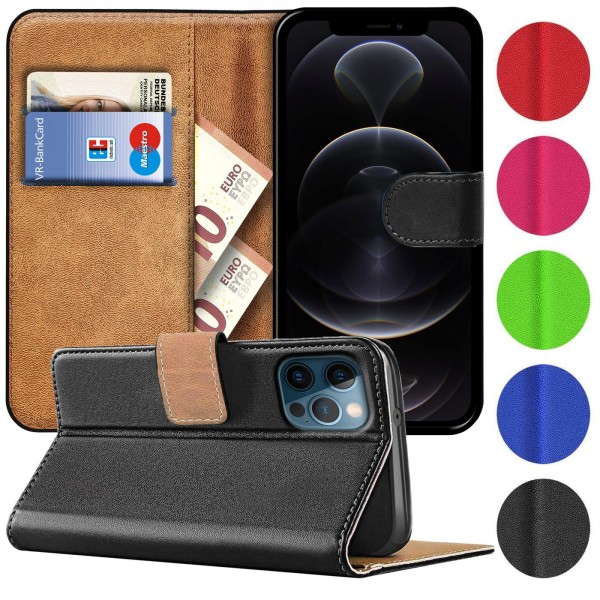 Safers Basic Wallet für iPhone 12 Pro Max 6.7 Hülle Bookstyle Klapphülle Handy Schutz Tasche