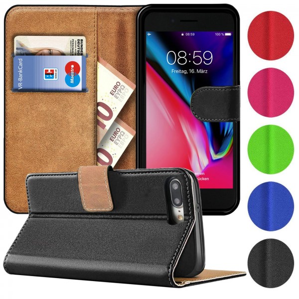 Safers Basic Wallet für iPhone 7 Plus / 8 Plus Hülle Bookstyle Klapphülle Handy Schutz Tasche